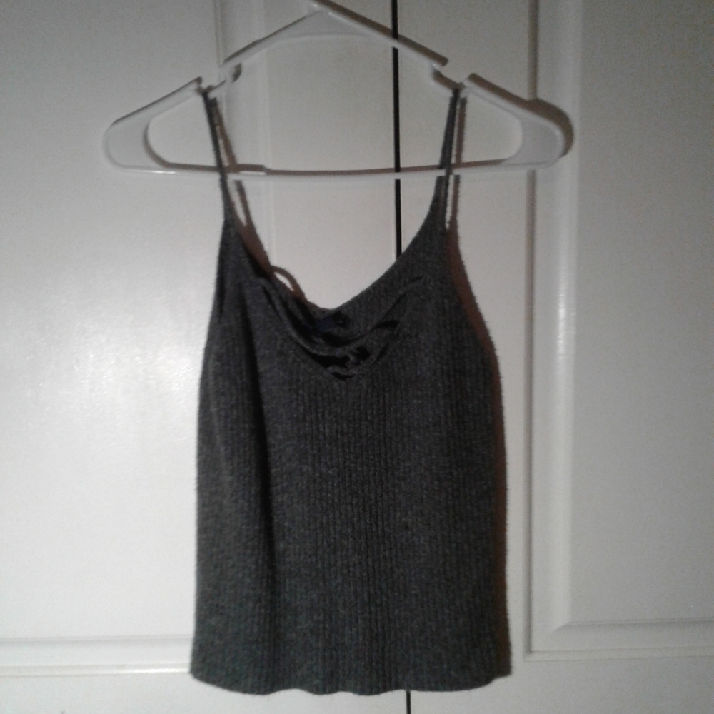 Grey Open Front American Eagle Tank Top